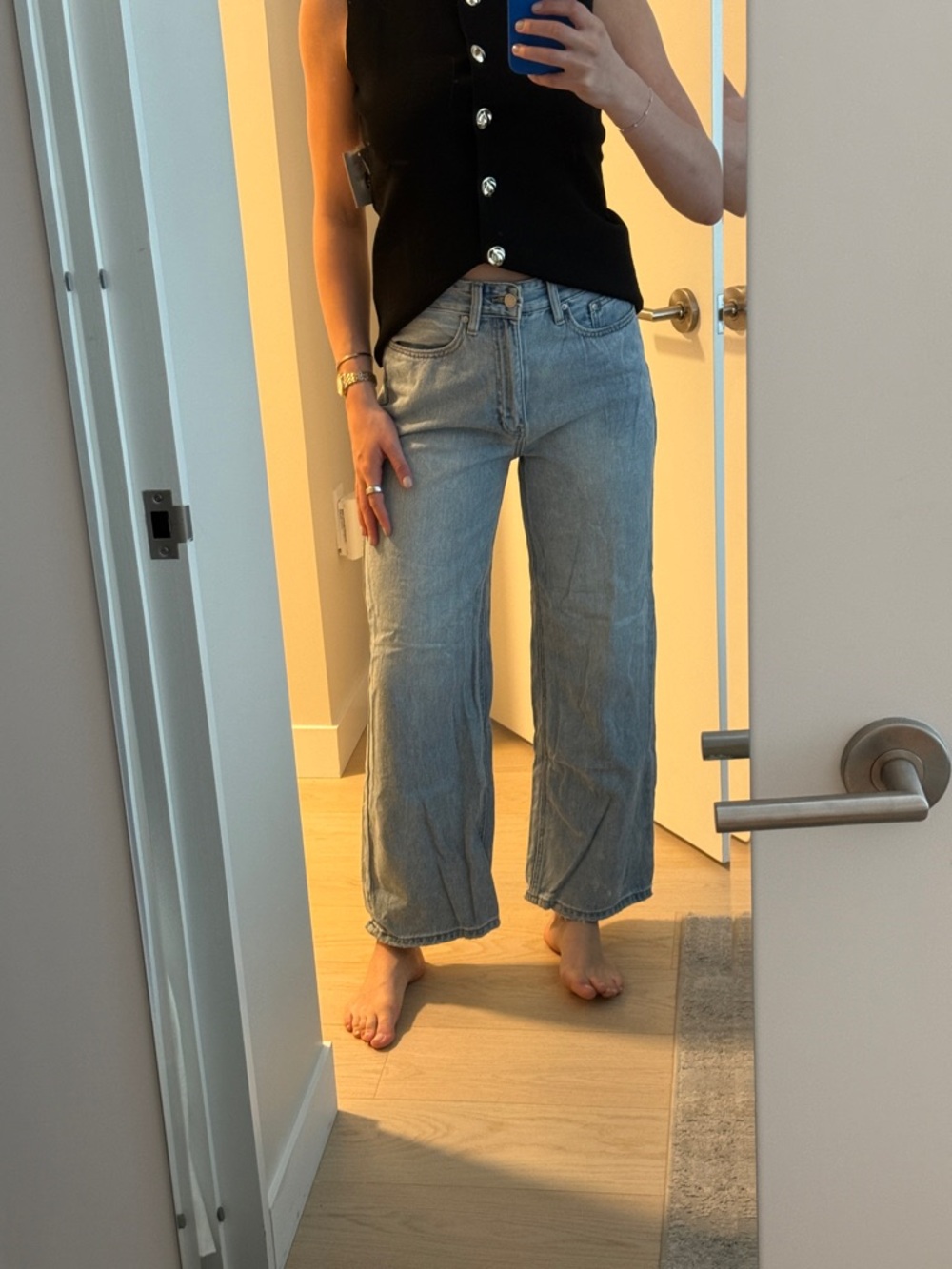 Just Black Light Blue Wide-Leg Jeans